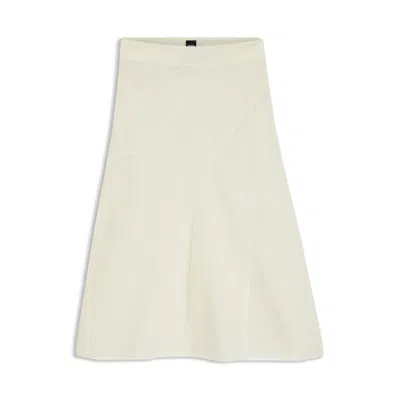 Hugo Boss A-line Skirt In Boiled Wool In White