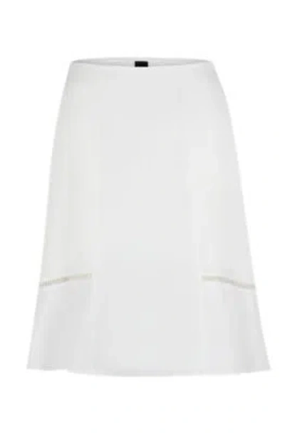 Hugo Boss A-line Skirt With Ladder-lace Trims In White