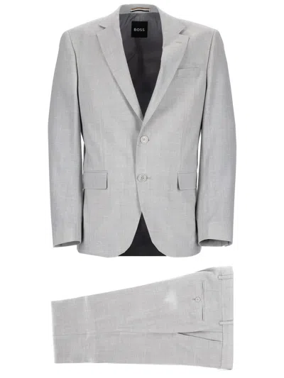 Hugo Boss Boss Grey Rpl Virgin Wool Linen Elastane Suit In Gray