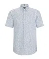 Hugo Boss Boss Roan Geo Print Short Sleeve Button-up Shirt In White