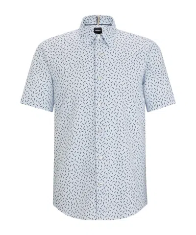 HUGO BOSS ABSTRACT-PATTERN COTTON SHIRT