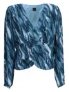 Hugo Boss Bluse Mit Abstraktem Print In Blue
