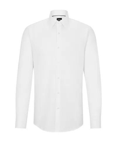 Hugo Boss Abstract-print Cotton Shirt In White