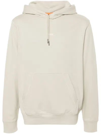 Hugo Boss Abstract-print Hoodie In Beige