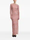 Hugo Boss Abstract-print Side-split Maxi Dress In Pink