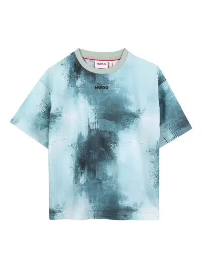 Hugo Boss Kids' Abstract Print T-shirt In Blue