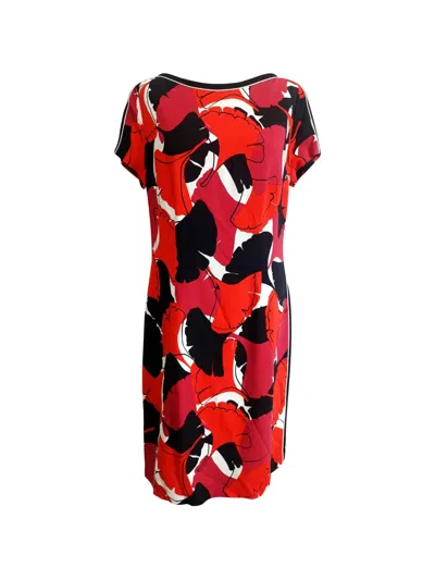 Pre-owned Hugo Boss Abstract-print Tailored Dress In Red