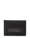Hugo Boss Acron Leather Card Holder In Black