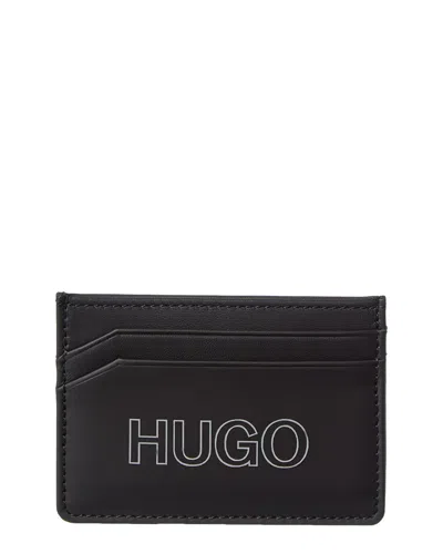 Hugo Boss Acron Leather Card Holder In Black