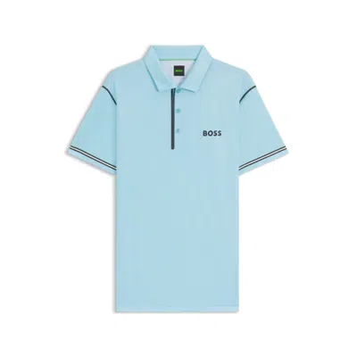 Hugo Boss Active Paddy Golf Polo Shirt In Ripstop Fabric In Blue