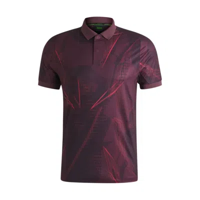 Hugo Boss Active Paddy Graphic-print Polo Shirt With Uv Protection In Red