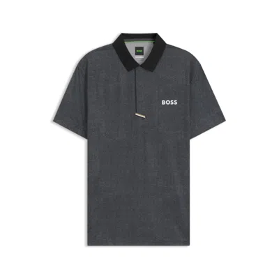 Hugo Boss Active Paddy Polo Shirt In Quick-dry Stretch Jersey In Gray