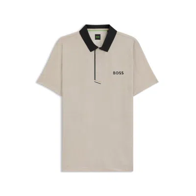 Hugo Boss Active Paddy Polo Shirt In Quick-dry Stretch Jersey In Gray