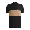 Hugo Boss Active Polo Shirt With Block Stripe In Black