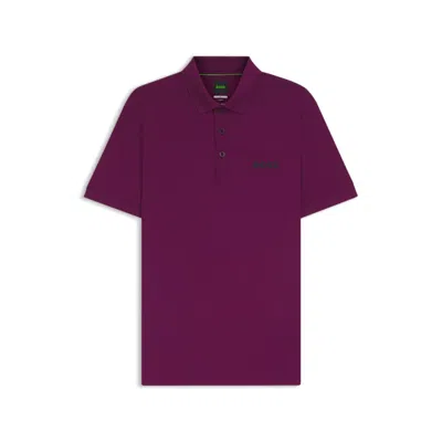 Hugo Boss Active Quick-dry Polo Shirt With Check Artwork In Transparent