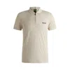 Hugo Boss Active Quick-dry Polo Shirt With Gradient Monogram Jacquard In Beige