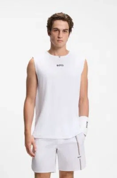 Hugo Boss Active Quick-dry Tank Top With Contrast Logo In White