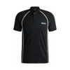 Hugo Boss Active Slim-fit Polo Shirt In Super-stretch Mesh In Black