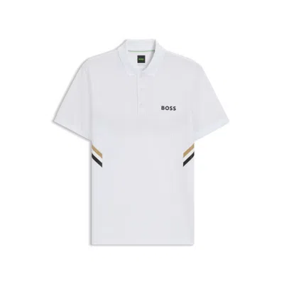 Hugo Boss Active Slim-fit Polo Shirt With Moisture Management In White