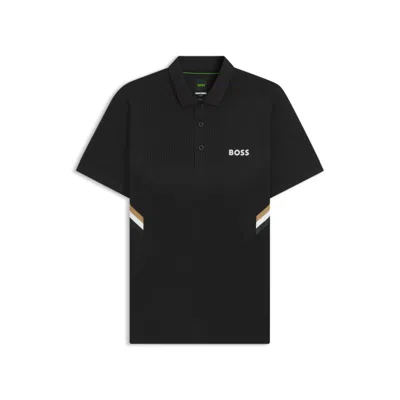Hugo Boss Active Slim-fit Polo Shirt With Moisture Management In Black