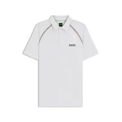 Hugo Boss Active Slim-fit Polo Shirt With Odor Control In White