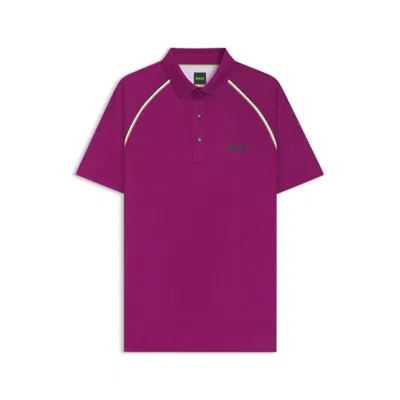 Hugo Boss Active Slim-fit Polo Shirt With Odor Control In Purple