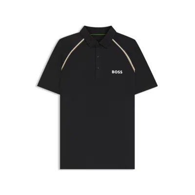 Hugo Boss Active Slim-fit Polo Shirt With Odor Control In Black