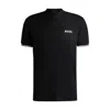 Hugo Boss Active Slim-fit Knit Polo With Moisture Management In Black