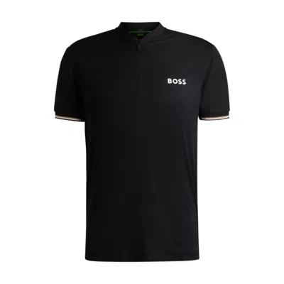 Hugo Boss Active Slim-fit Polo Shirt With Uv Protection In Black