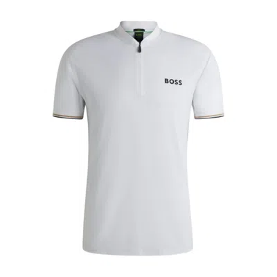 Hugo Boss Active Slim-fit Polo Shirt With Uv Protection In White