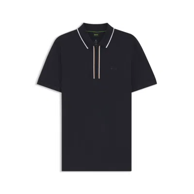 Hugo Boss Active Slim-fit Polo Shirt In Moisture-wicking Stretch Cotton In Blue