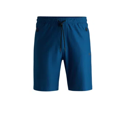 Hugo Boss Active-stretch Shorts With Decorative Reflective Details In Blue
