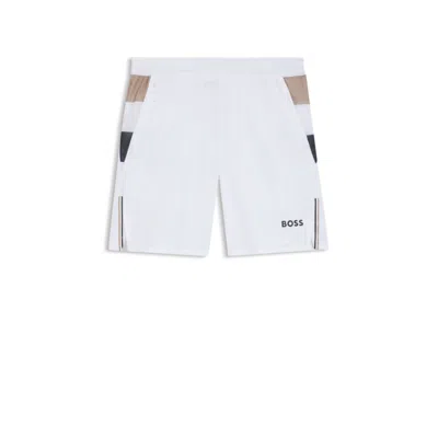 Hugo Boss Active Tennis Shorts In Stretch Fabric With Moisture Management In White