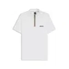 Hugo Boss Active Zip-neck T-shirt In Stretch-mesh Jersey In White