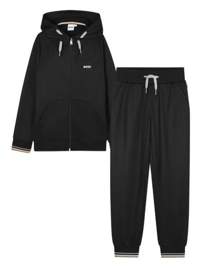 Hugo Boss Adjustable Hooded Sweatshirt For Boys In Black