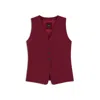 Hugo Boss Adjustable Waistcoat In Stretch Crepe In Burgundy