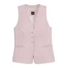 Hugo Boss Adjustable Waistcoat In Stretch Crepe In Pink