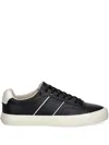 Hugo Boss Faux-leather Trainers With Plain And Grained Textures In Schwarz