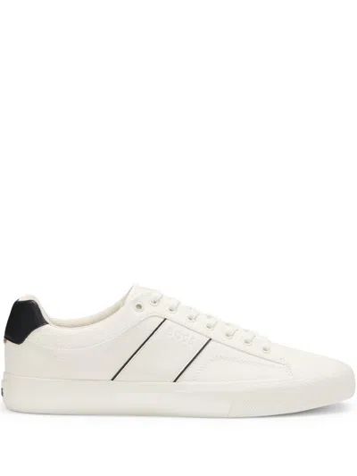 Hugo Boss Off-white Faux-leather Sneakers In Beige