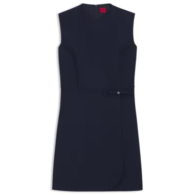 Hugo Boss A-line Dress With Logo Bow Detail In Blue