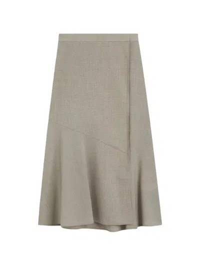 Hugo Boss A-line Melange Midi Skirt In Gray