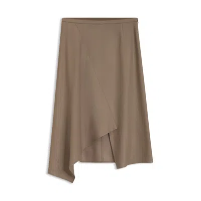 Hugo Boss A-line Skirt With Asymmetrical Hem In Brown