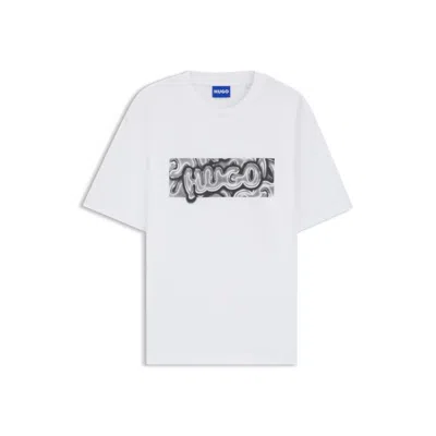 Hugo Boss All-gender Cotton-jersey T-shirt With Graphic Print In White