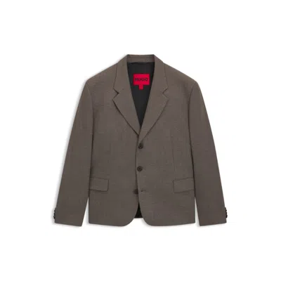 Hugo Boss All-gender Modern-fit Suit Jacket In Mouliné Twill In Brown
