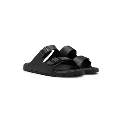 Hugo Boss All-gender Twin-strap Sandals With Structured Uppers In Black