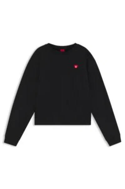 Hugo Boss All-gender Cotton-terry Sweatshirt With Heart Logo In Black