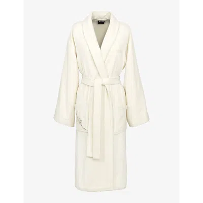 Hugo Boss Cream Almond Flowers Logo-embroidered Cotton Bath Robe