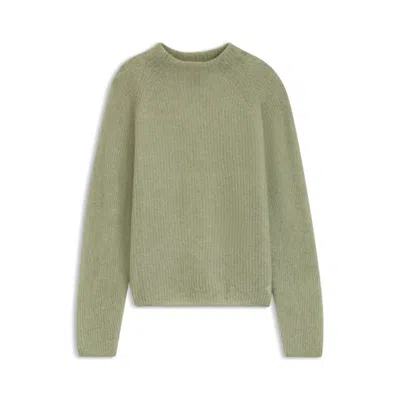 Hugo Boss Alpaca-blend Sweater With Mock Neck In Green