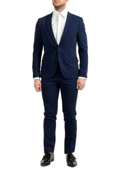 Pre-owned Hugo Boss "anfred/heiron192j" Men's Blue Extra Slim Stretch Two Button Suit