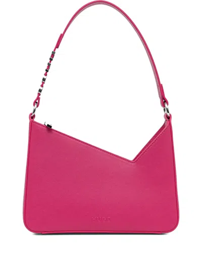 Hugo Boss Angular-detail Small Shoulder Bag In Pink